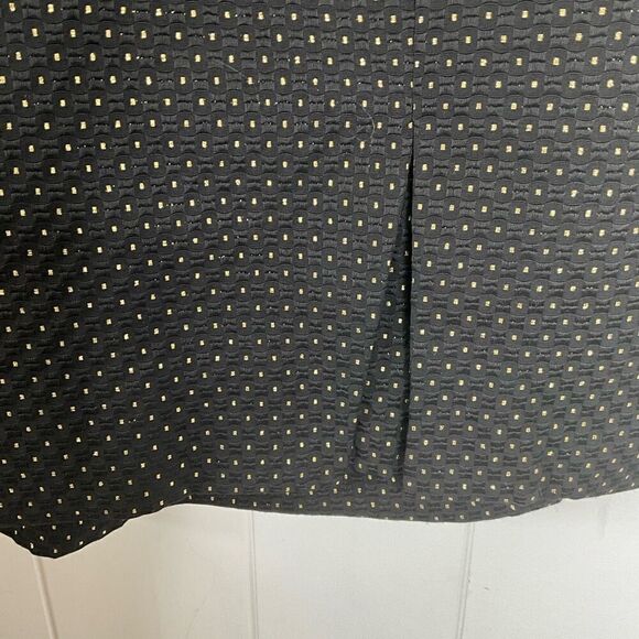 Ann Taylor Womens 12 Side Zip Slit Mini Skirt Black Tan Dots Textured Lined - Picture 4 of 12